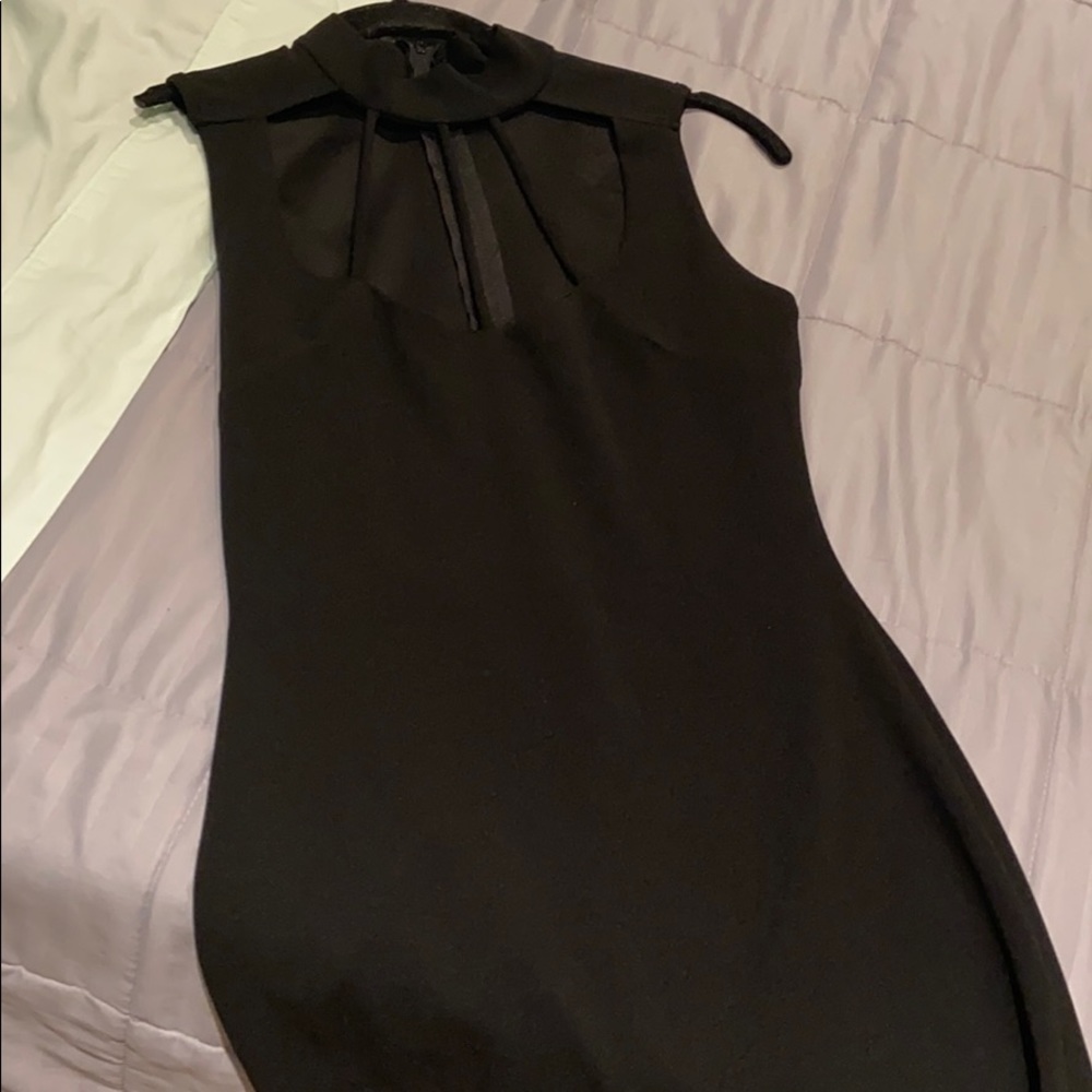 Black bodycon dress with open front